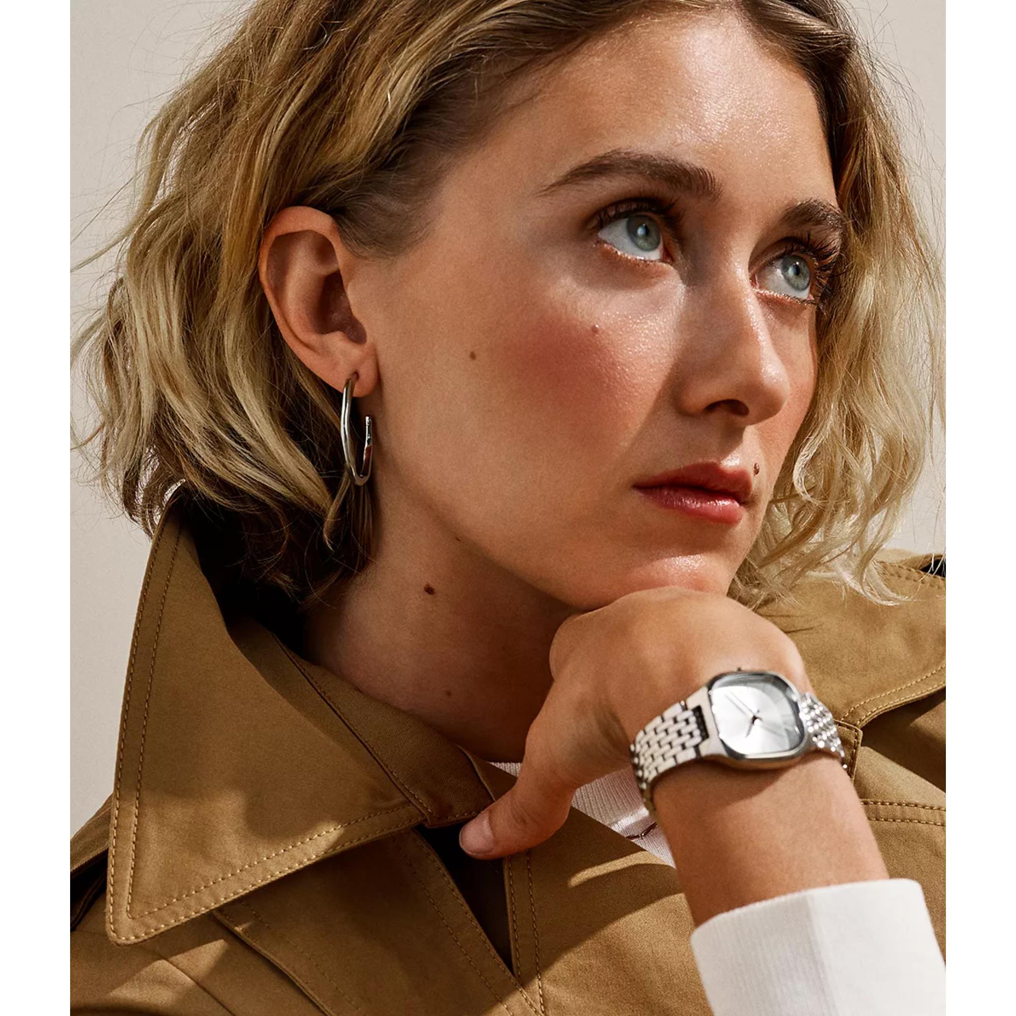 Skagen Moderne Stak Silber-Ton Edelstahl Creolen Ohrringe für Damen SKJ1871040