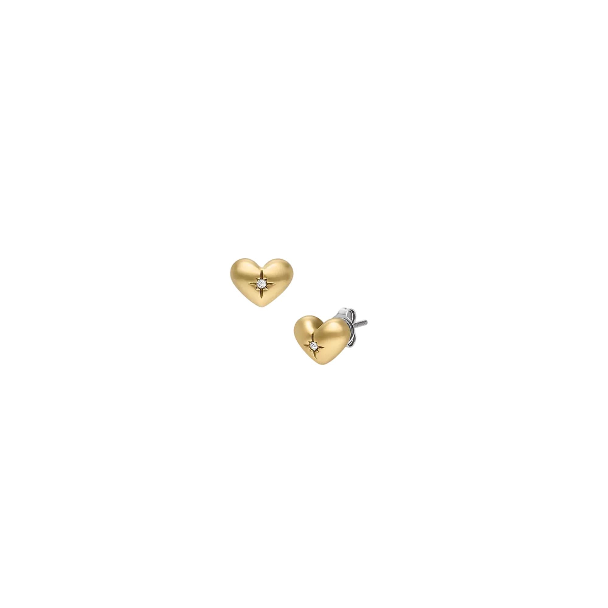 Fossil Sadie All My Love Gold-Ton Edelstahl Herz Ohrstecker Damen JF04832710