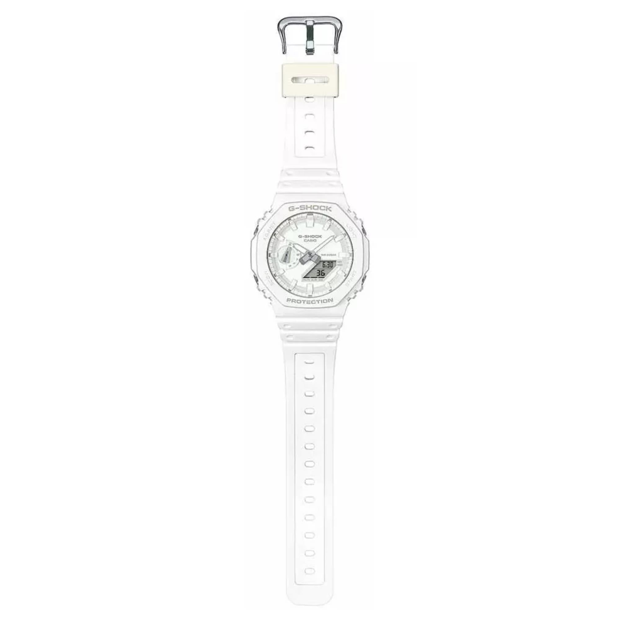 Casio G-Shock 2100 Series Analog-Digital White Dial Resin Strap Watch GA-2100-7A7ER