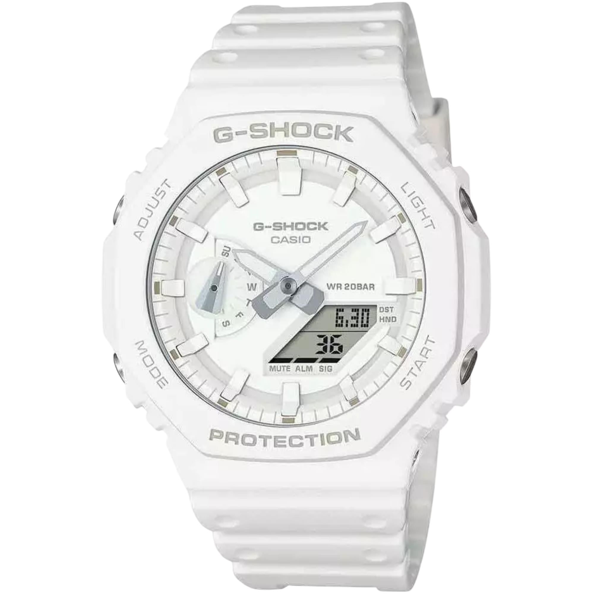 Casio G-Shock 2100 Series Analog-Digital White Dial Resin Strap Watch GA-2100-7A7ER