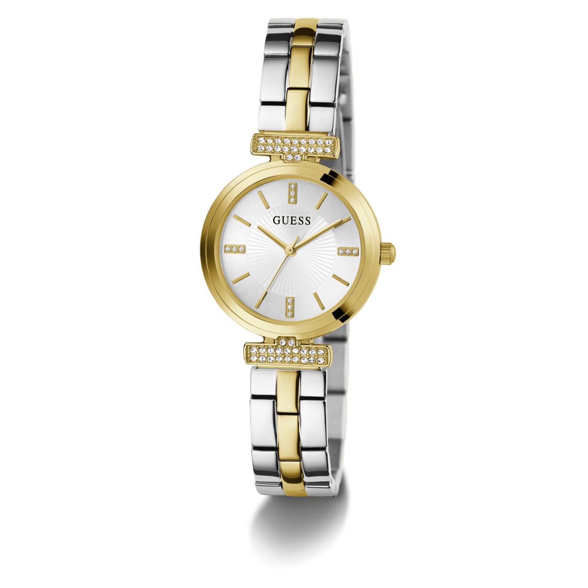 Guess Array Silbernes Zifferblatt Edelstahlarmband Damen Uhr GW0762L5