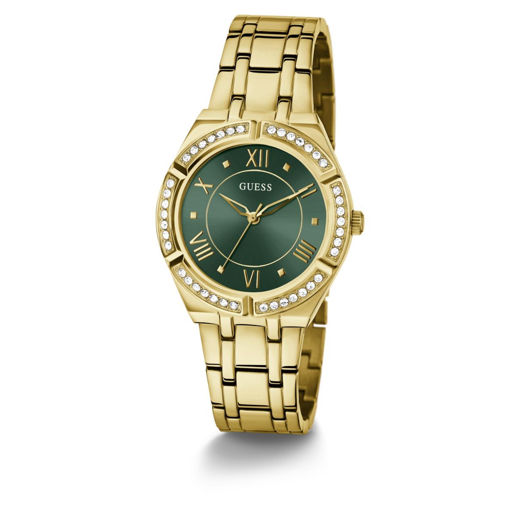 Guess Cosmo Grünes Zifferblatt Edelstahlarmband Damen Uhr GW0033L8