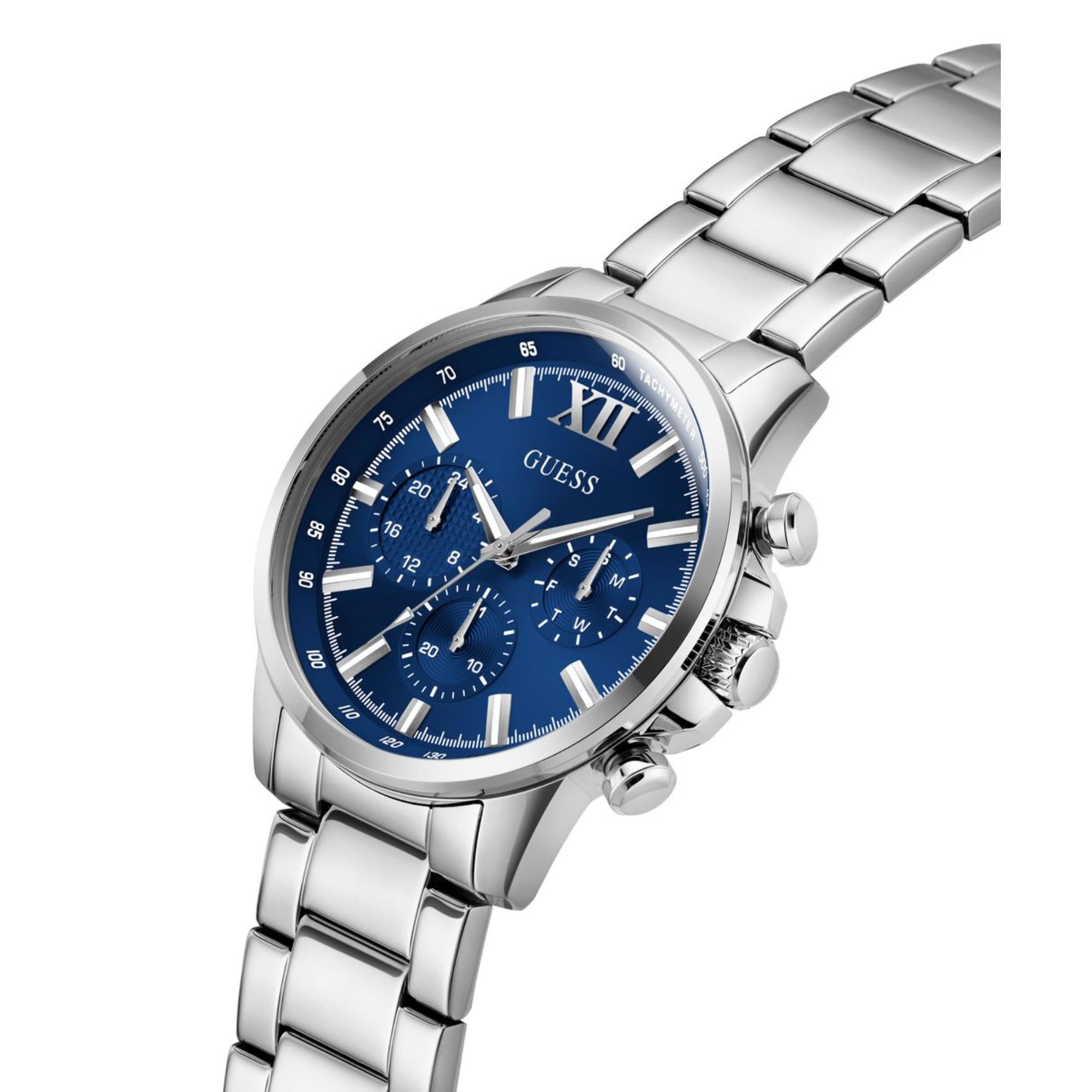 Guess Walker blaues Zifferblatt Edelstahlarmband Herren Uhr GW0900G4
