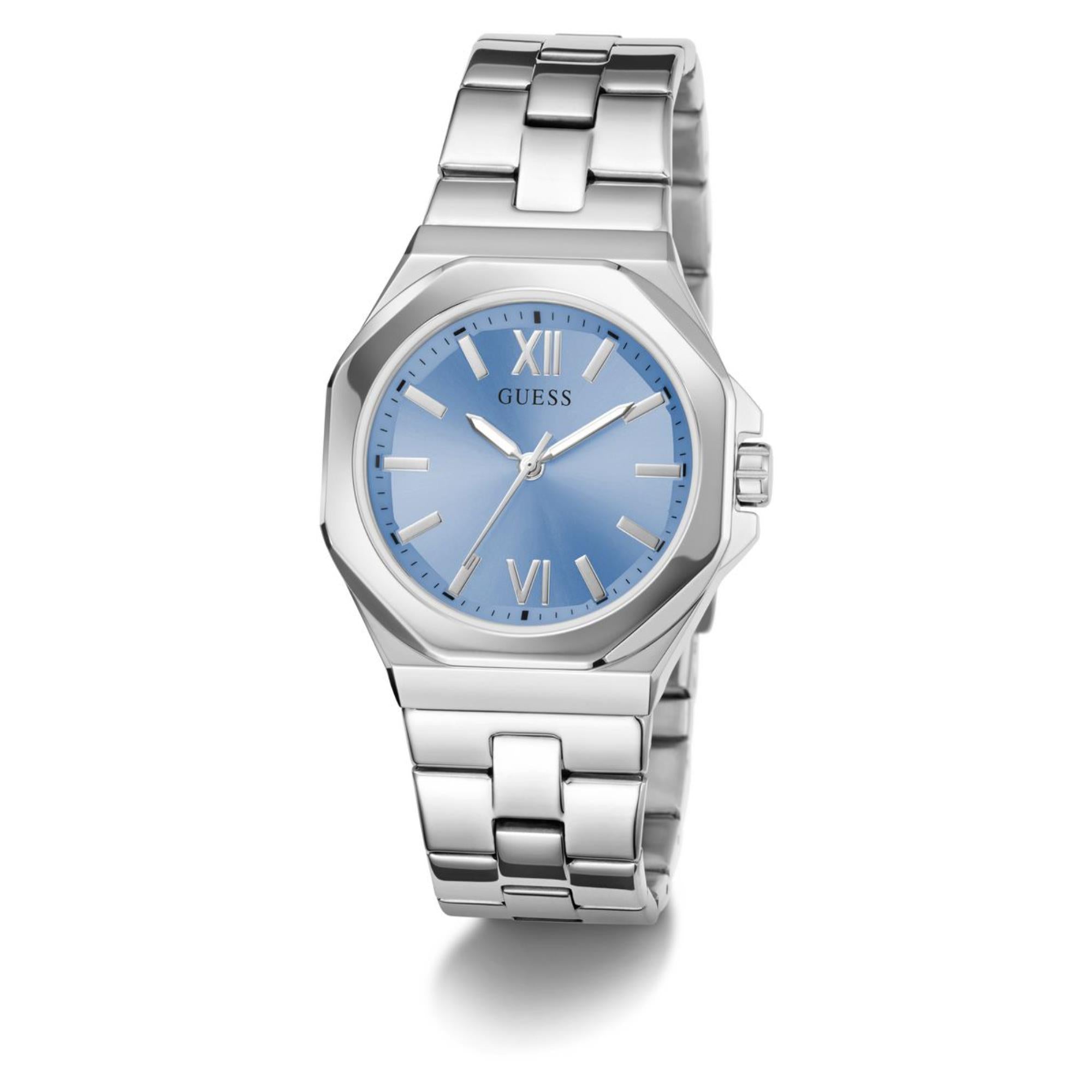 Guess Empress blaues Zifferblatt Edelstahlarmband Damen Uhr GW0873L1