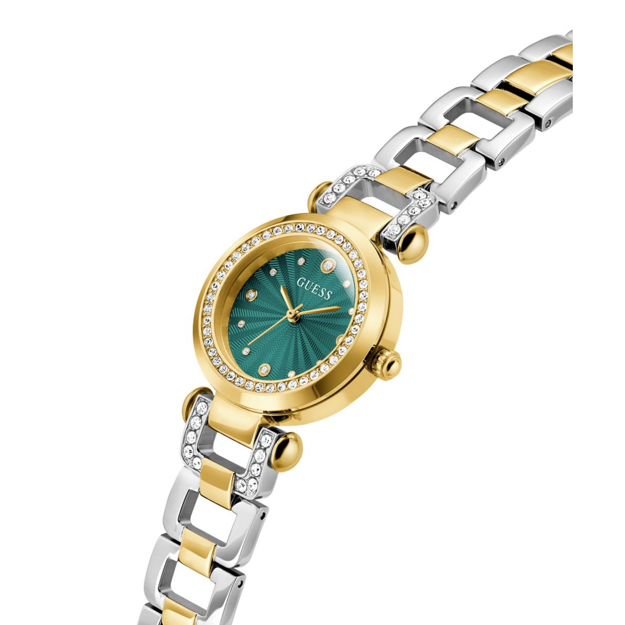 Guess Ginger grünes Zifferblatt Edelstahlarmband Damen Uhr GW0869L1