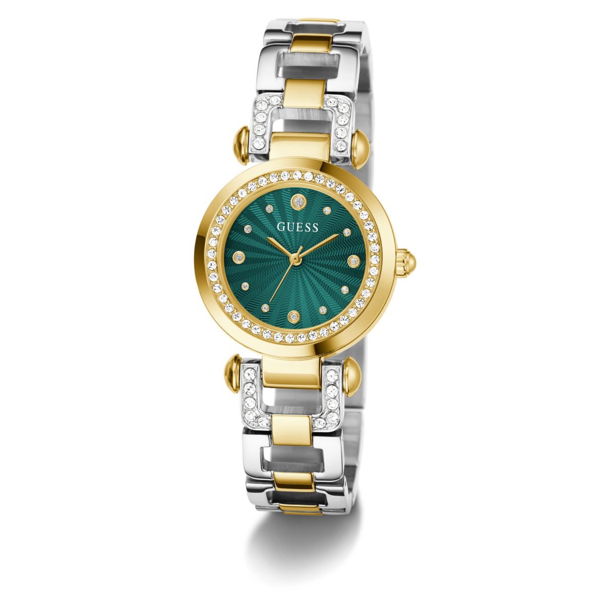 Guess Ginger grünes Zifferblatt Edelstahlarmband Damen Uhr GW0869L1