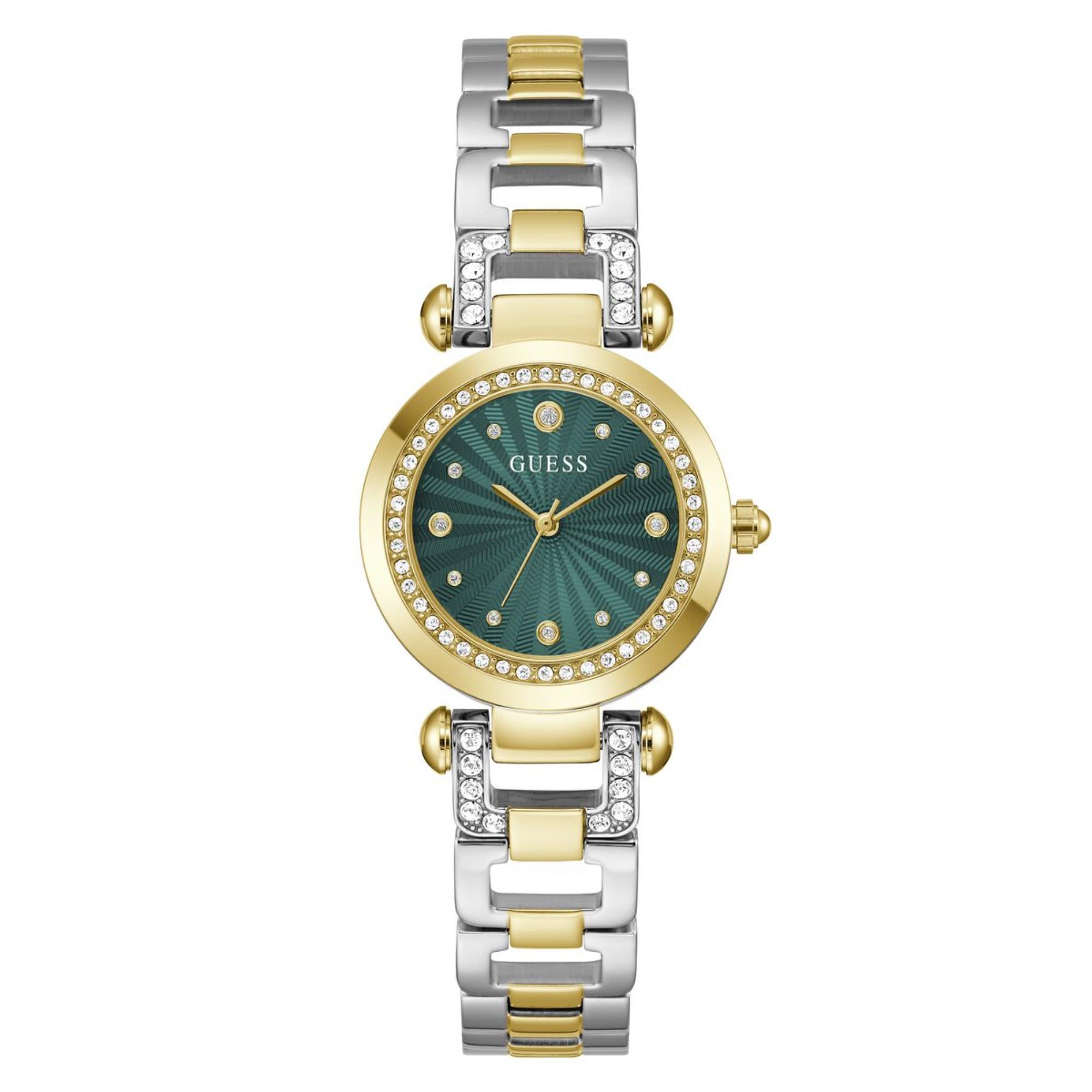 Guess Ginger grünes Zifferblatt Edelstahlarmband Damen Uhr GW0869L1