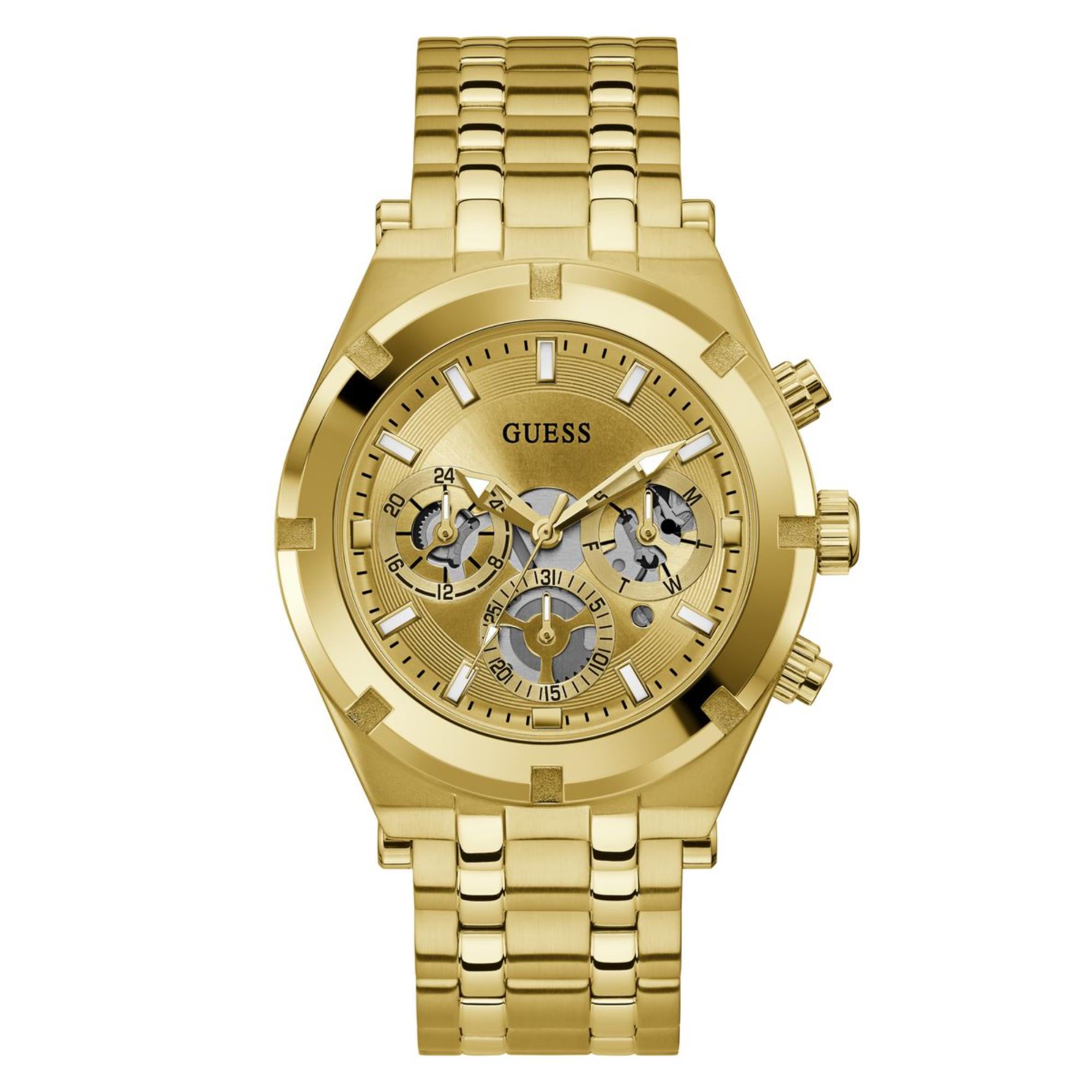 Guess Continental champagnerfarbenes Zifferblatt Edelstahlarmband Herren Uhr GW0260G4