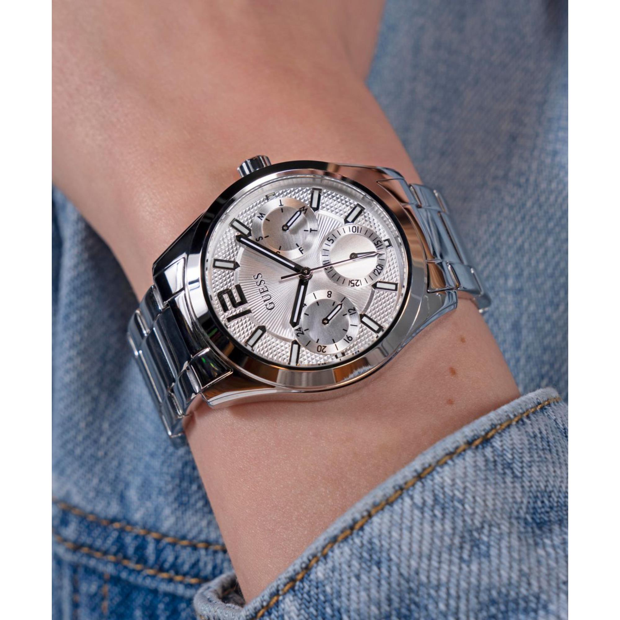 Guess Zoe Silber Zifferblatt Edelstahlarmband Damenuhr GW0760L1