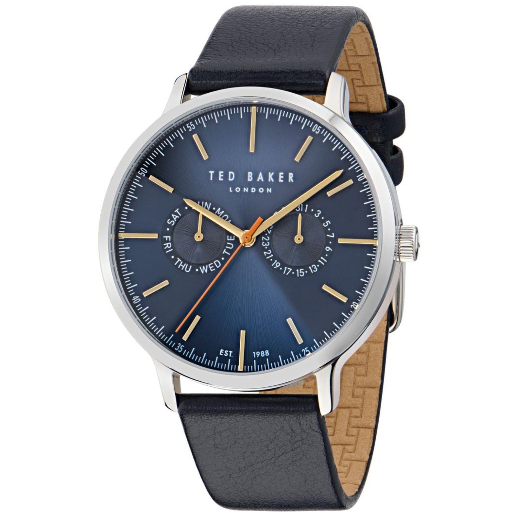 Ted Baker Haarvin Blaues Zifferblatt Lederarmband Herren Uhr BKPHAS503