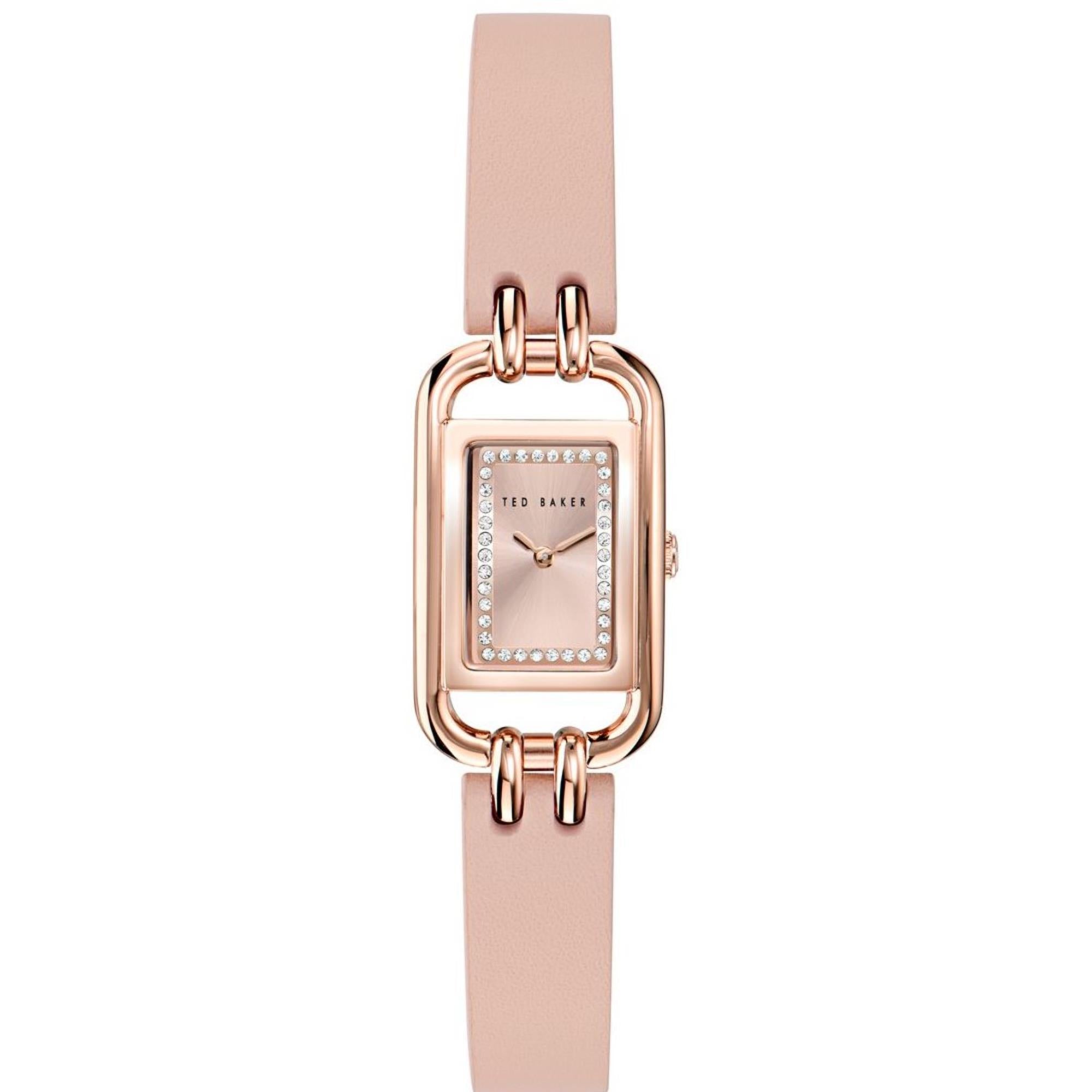 Ted Baker Tessye Roségoldenes Zifferblatt Pinkes Lederarmband Damen Uhr BKPTTS402