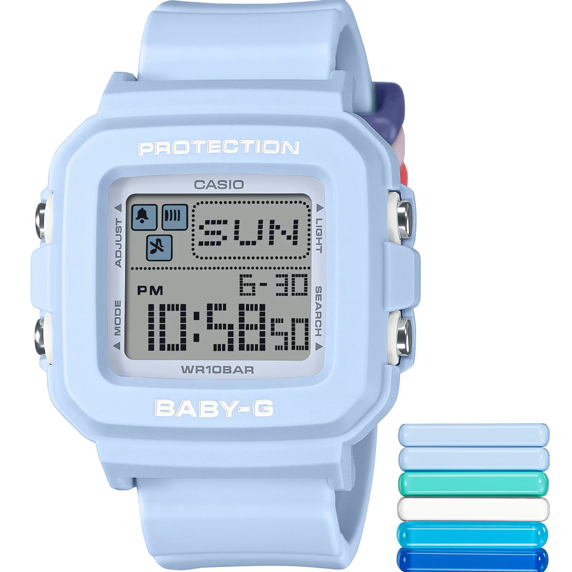 Casio BABY-G Digital Blaues Harzarmband Damen Uhr BGD-10L-2ER