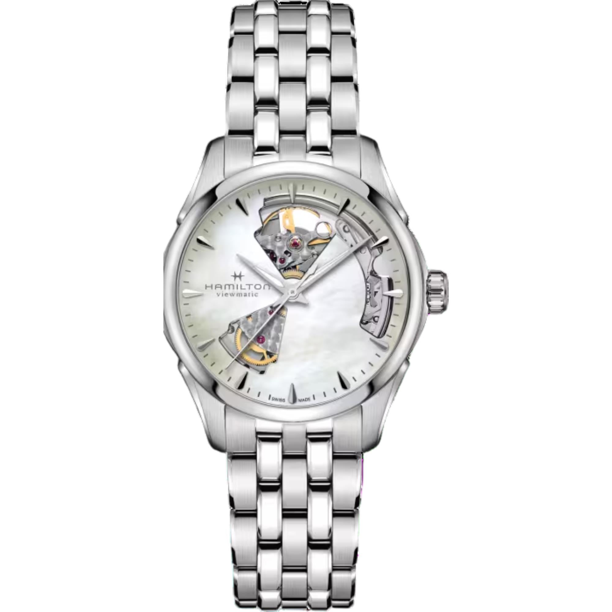 Hamilton Jazzmaster 36mm Open Heart Mother of Pearl Steel Ladies Automatic Watch H32215190