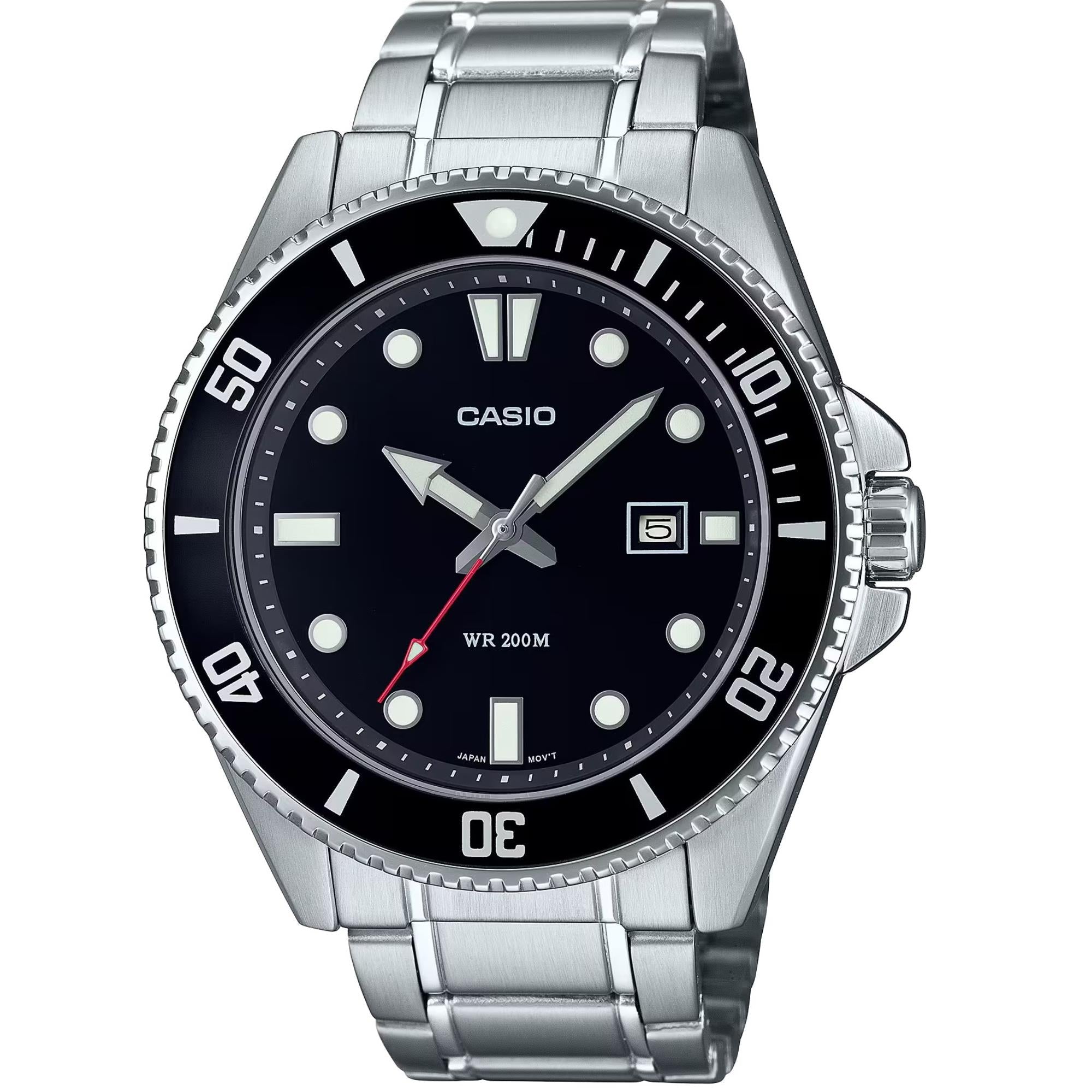 Casio Marlin Quarz Herrenarmbanduhr mit schwarzem Zifferblatt MDV-107D-1A1VEF