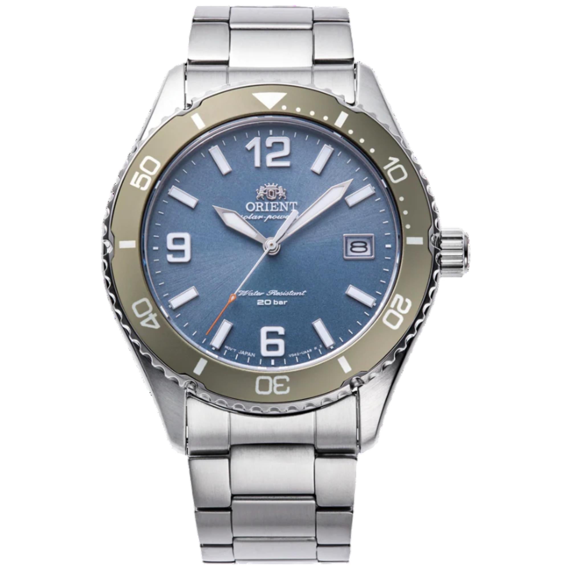 Orient Mako 40mm Blue Dial Steel Mens Solar Watch RA-WJ0002L10B
