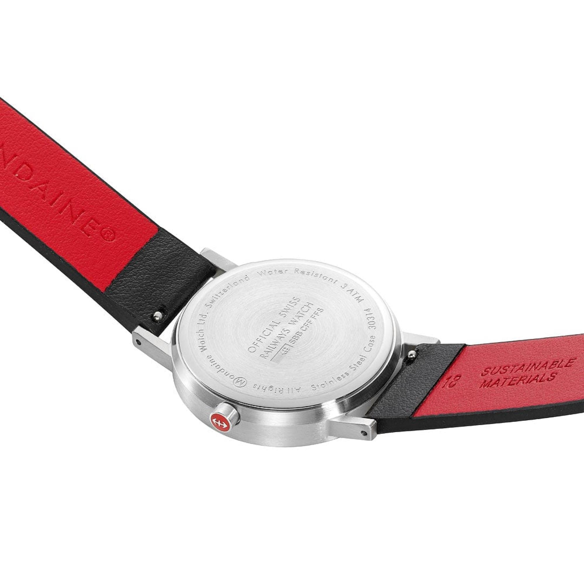 Mondaine Classic Quartz White Dial Black Leather Strap Women's Watch A660.30314.16OMV