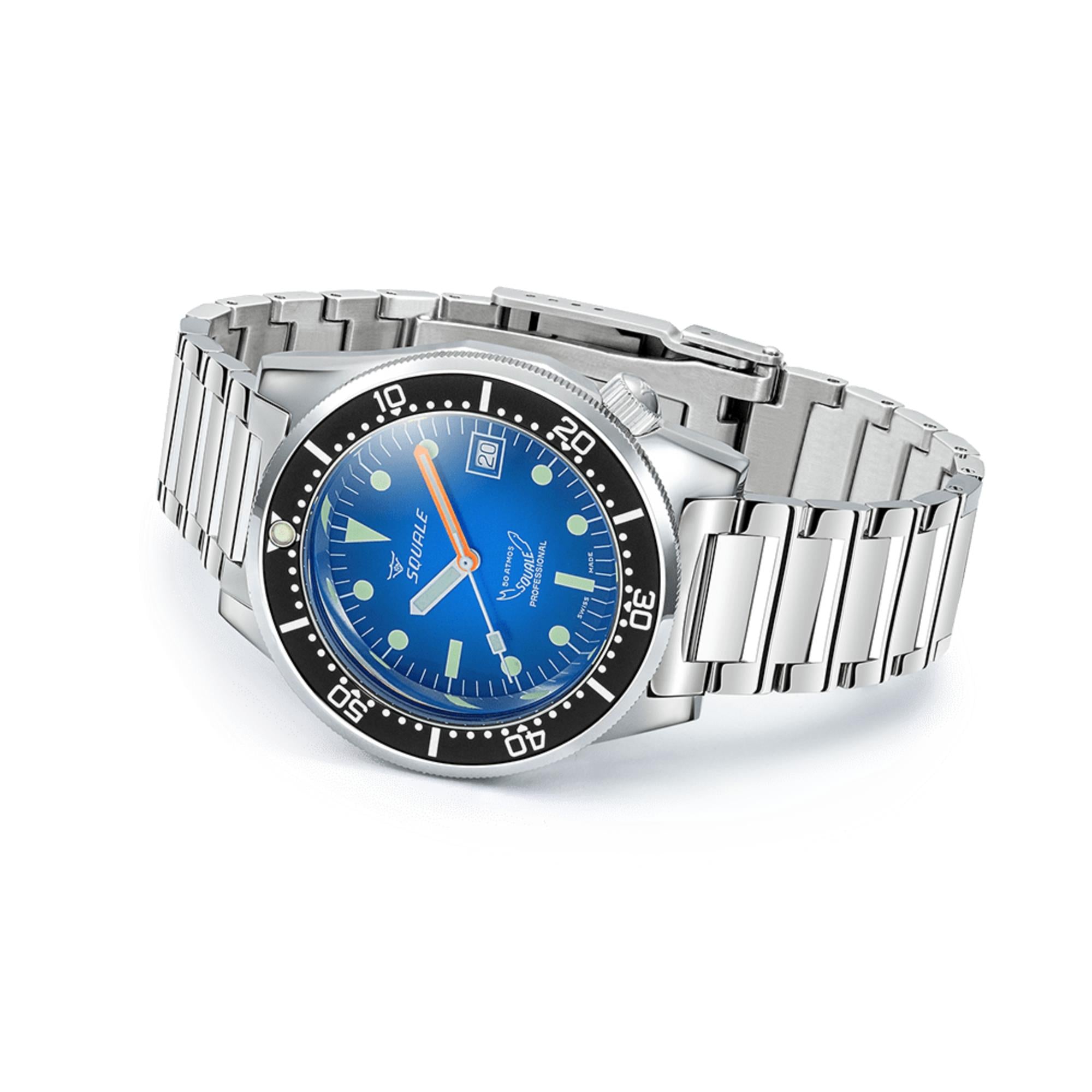 Squale 1521 Blau Ray Automatik Blauer Zifferblatt Stahlband Herren Uhr 1521PROFD.SQ20L