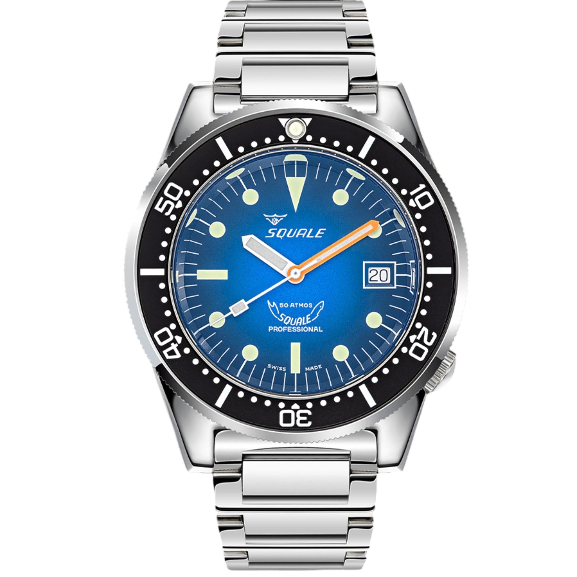 Squale 1521 Blau Ray Automatik Blauer Zifferblatt Stahlband Herren Uhr 1521PROFD.SQ20L