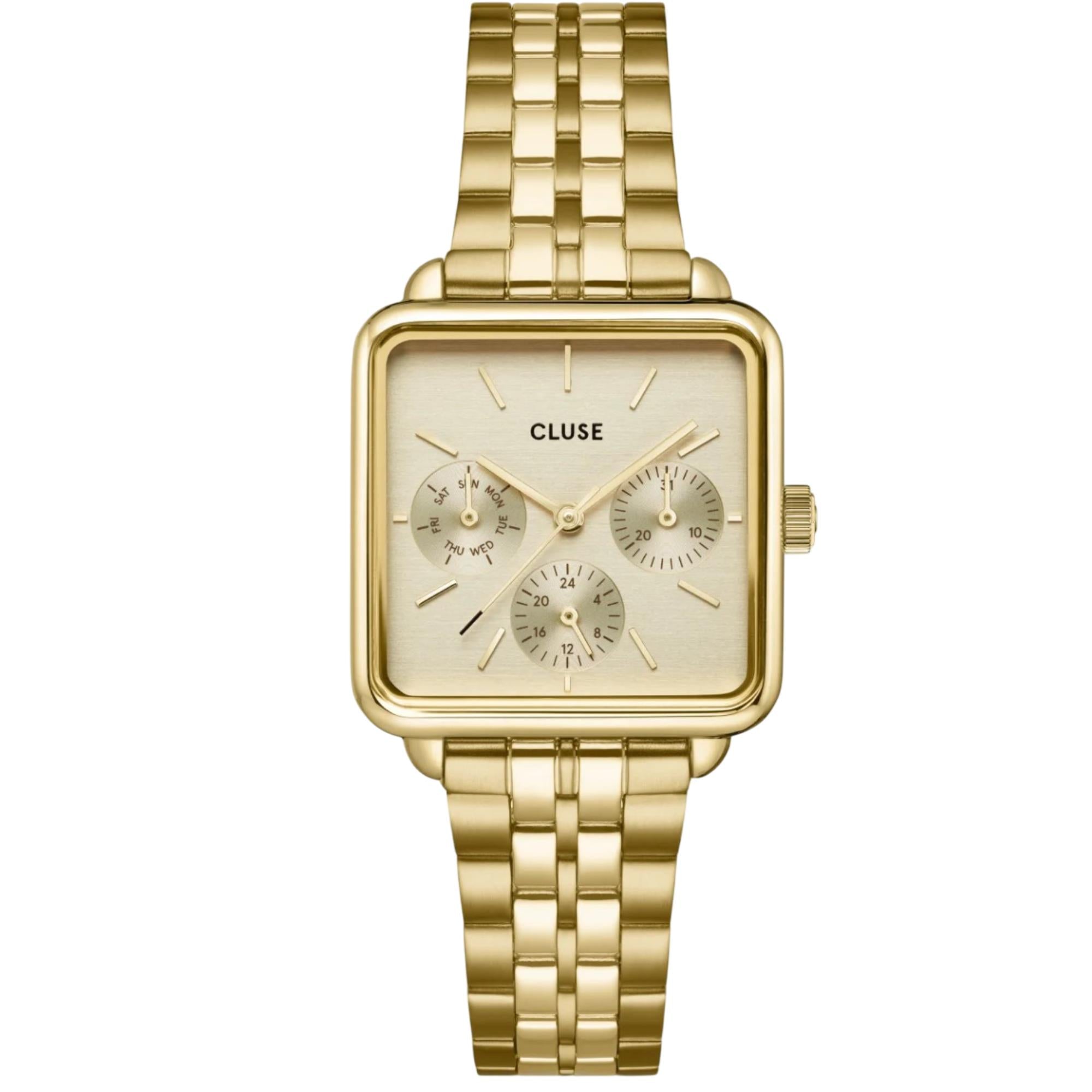 CLUSE La Tétragone Quarz Chronograph Weißes Zifferblatt Stahlarmband Damenuhr CW13801
