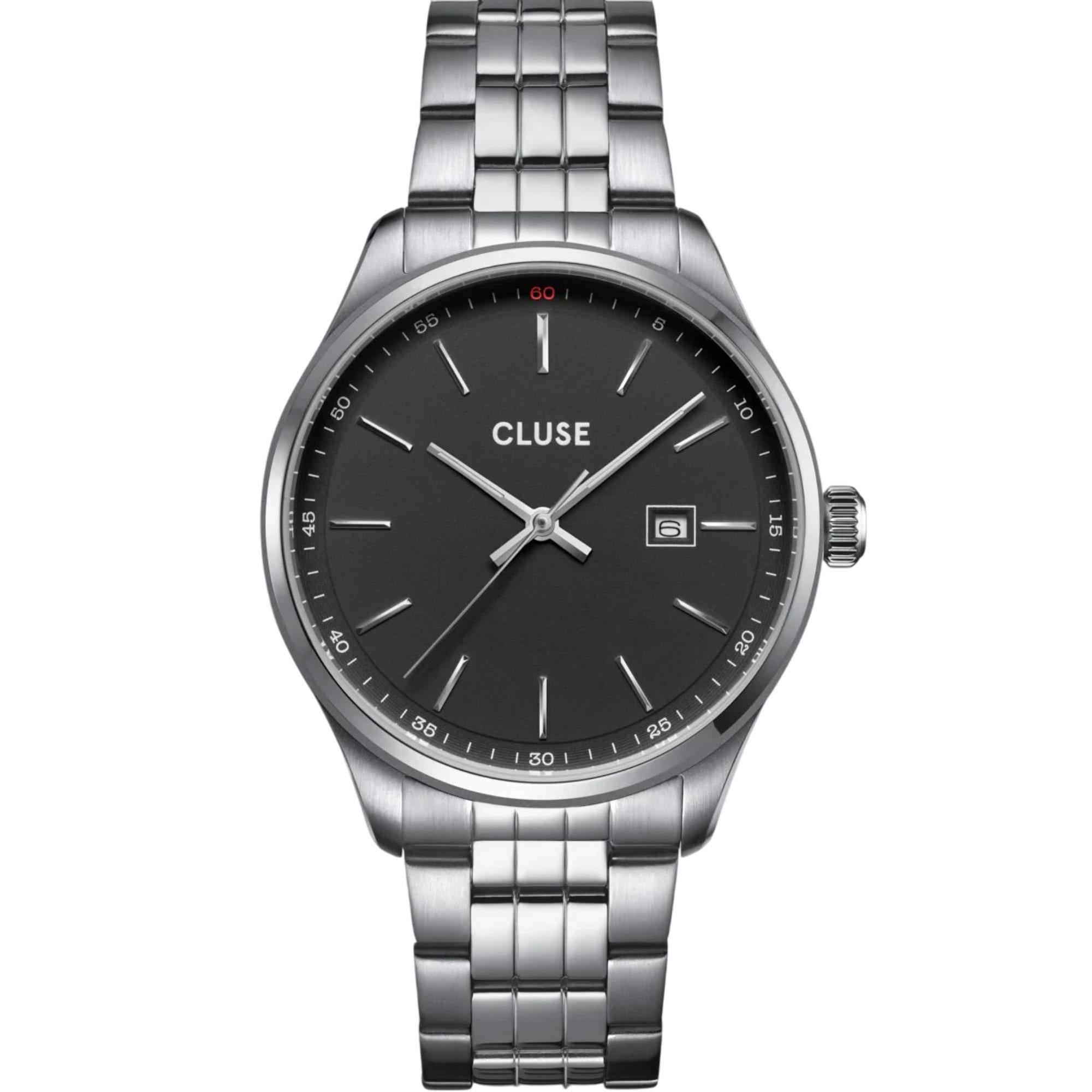 Orologio da uomo CLUSE Anthéor quarzo quadrante nero cinturino in acciaio CW20904