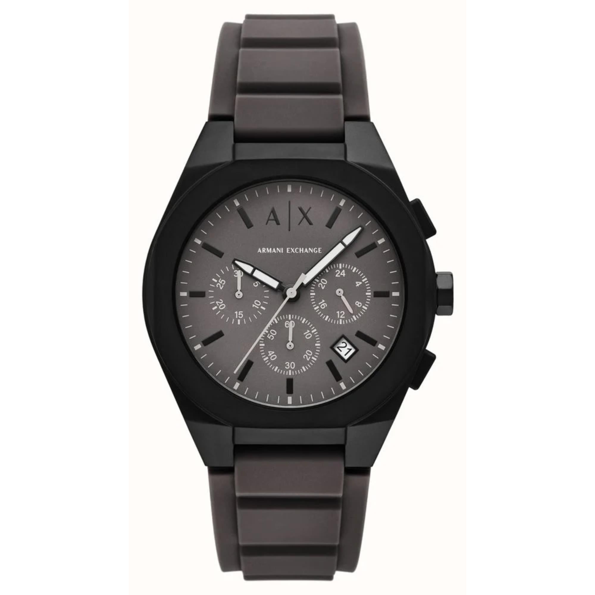 Armani Exchange Sync 42mm Chronograph Graues Zifferblatt Leder Herren Quarz Uhr AX4191