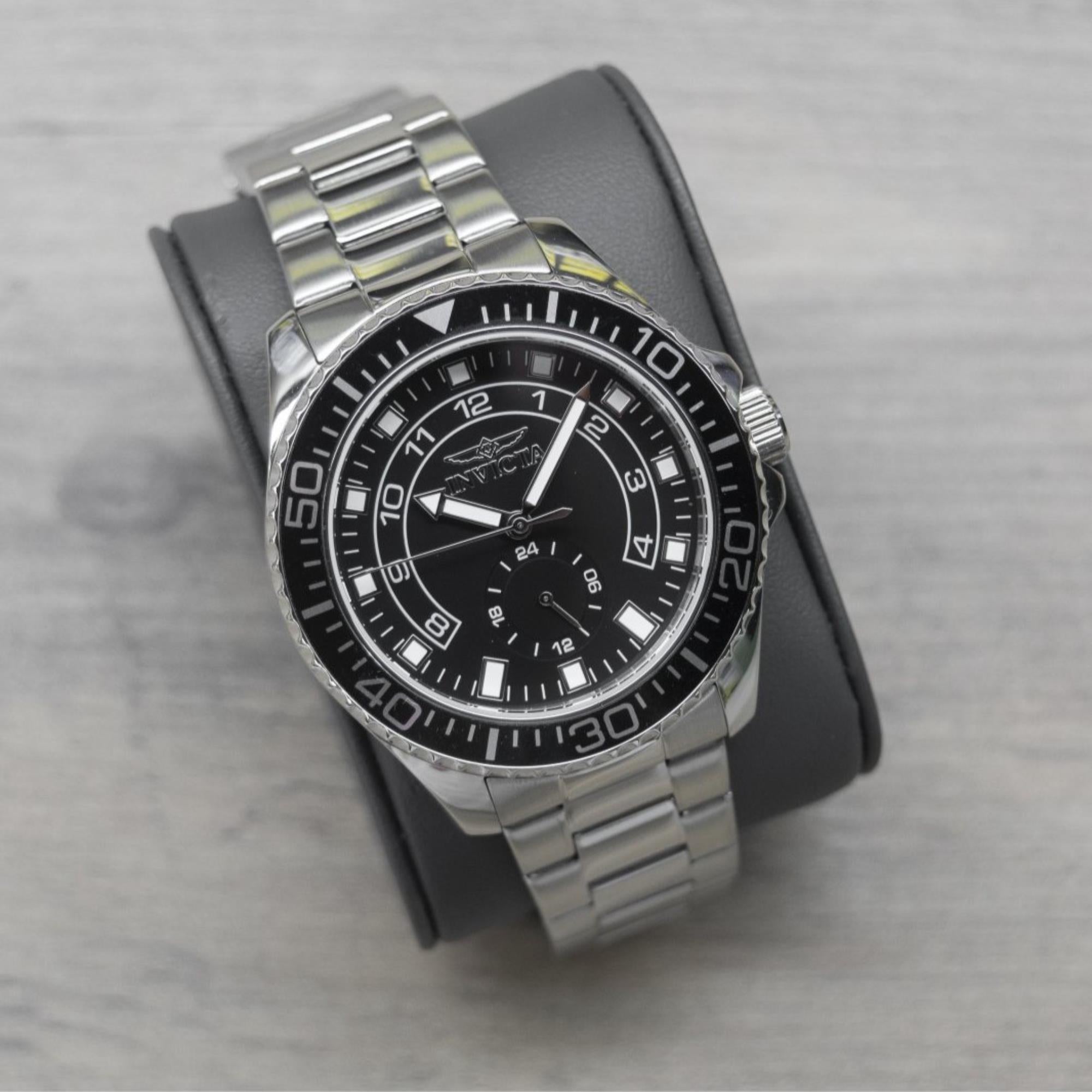 Invicta Pro Diver Quarz Schwarzes Zifferblatt Stahlarmband Herren Uhr 47125