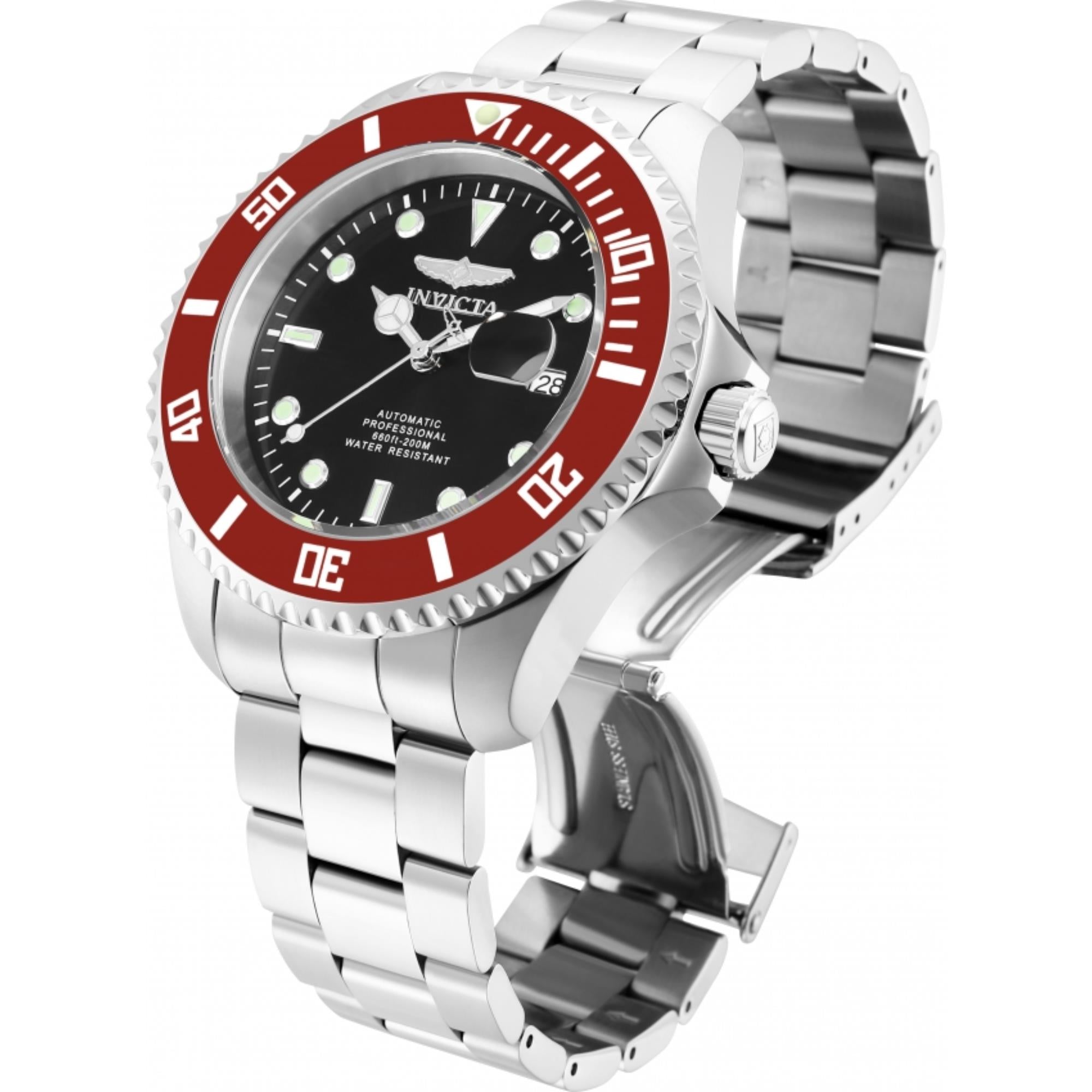 Invicta Pro Diver Automatik Schwarzes Zifferblatt Stahlarmband Herrenarmbanduhr 35854