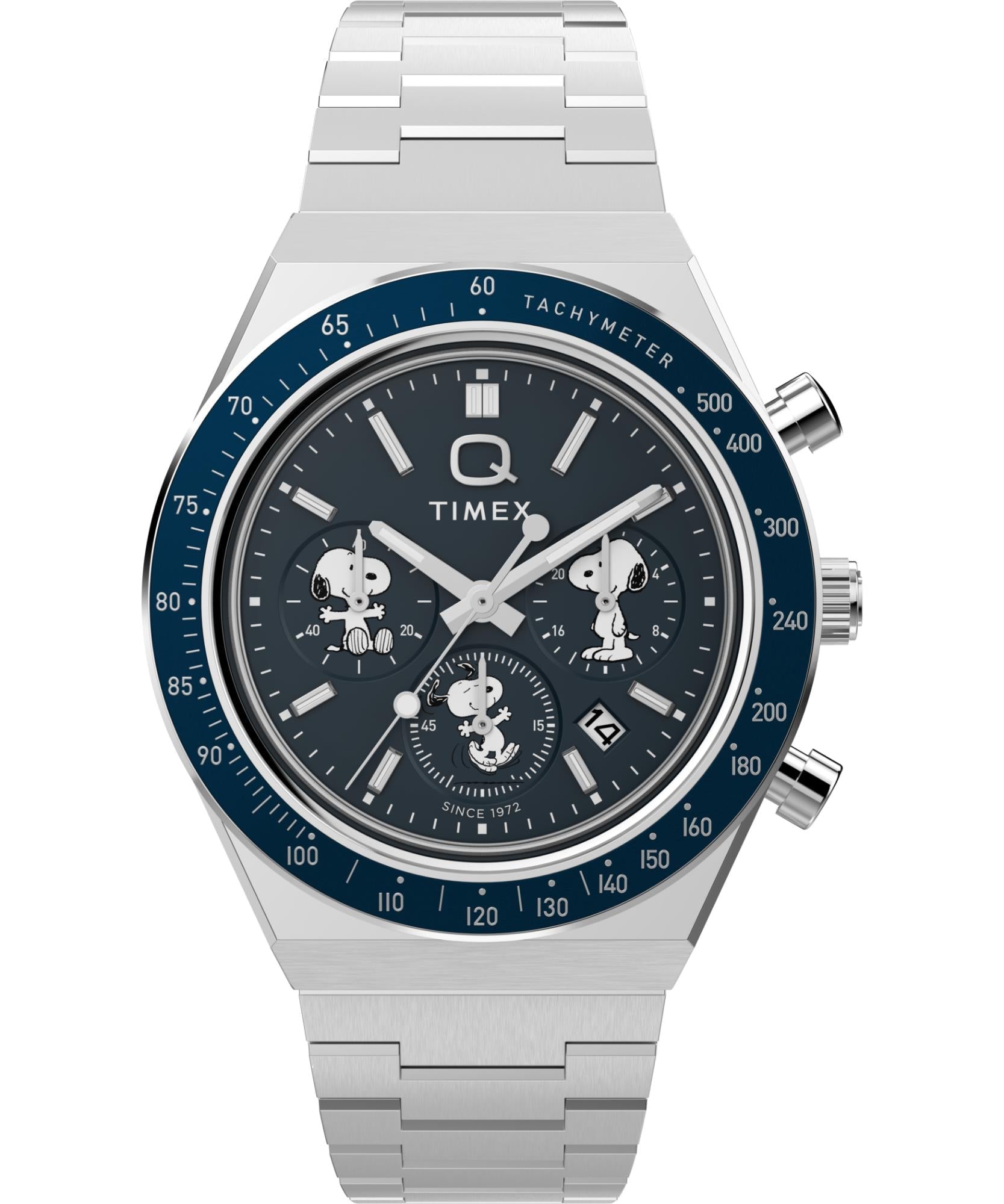 Timex Peanuts 40mm Chronograph Blue Dial Steel Mens Quartz Watch TW2Y45300