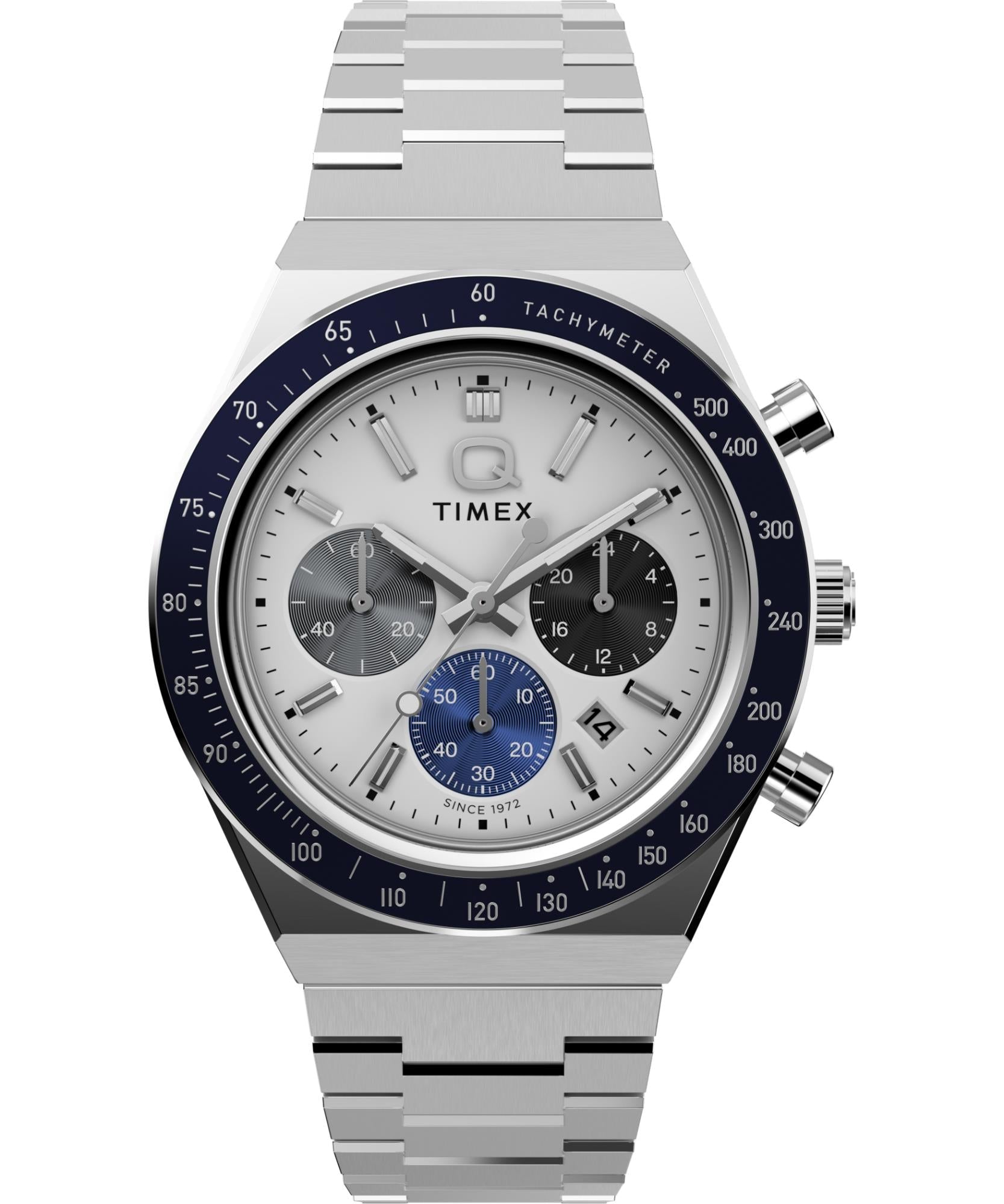Timex Q 40mm Chronograph white dial steel watch TW2Y36200 front view