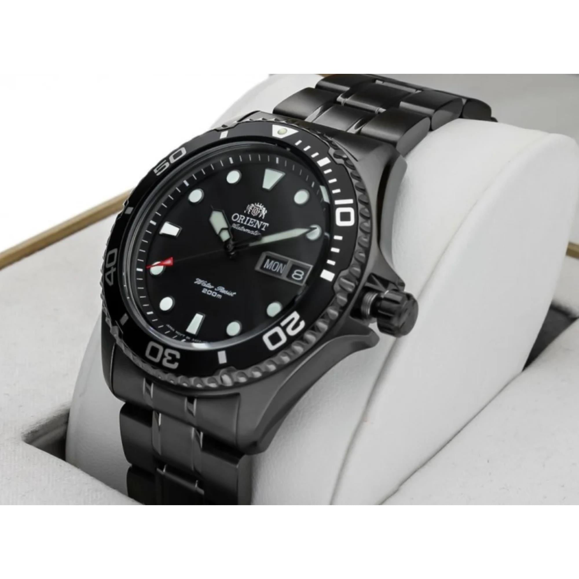 Orient Ray Raven II 41.5mm Black Dial Steel Mens Automatic Watch TAA02003B9