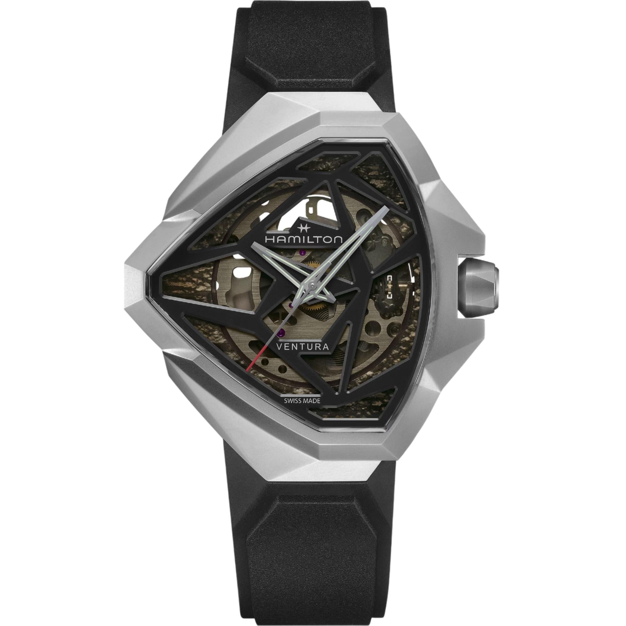 Hamilton Ventura 51mm Skelett Schwarz Zifferblatt Gummi Herren Automatik Uhr H24635330