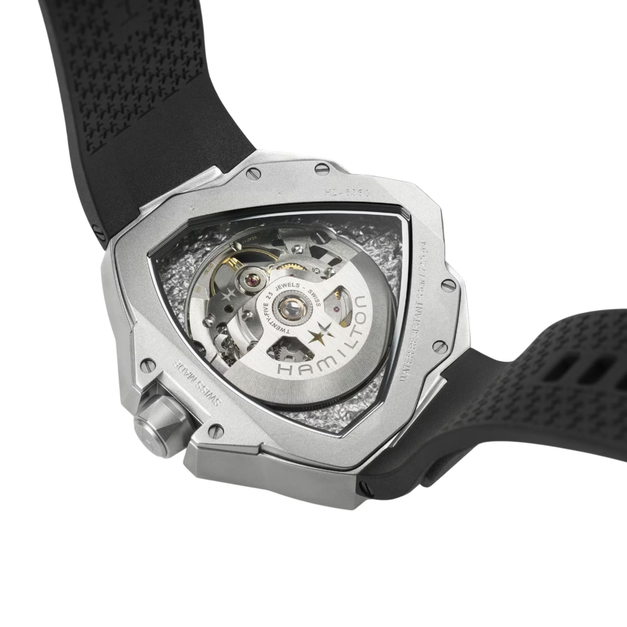 Hamilton Ventura 51mm Skelett Schwarz Zifferblatt Gummi Herren Automatik Uhr H24635330