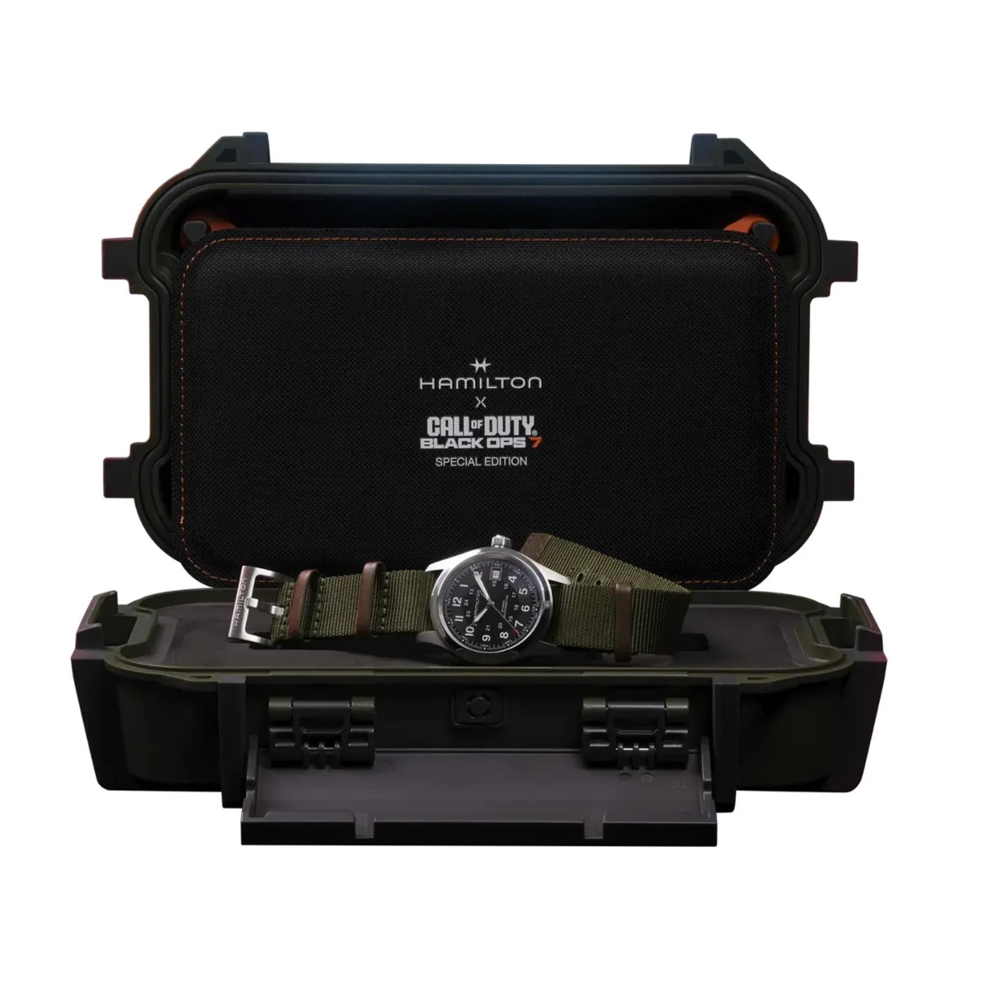 Hamilton Khaki Field 38mm Call of Duty Sonderedition Schwarz Zifferblatt NATO Herren Automatik Uhr H70475930
