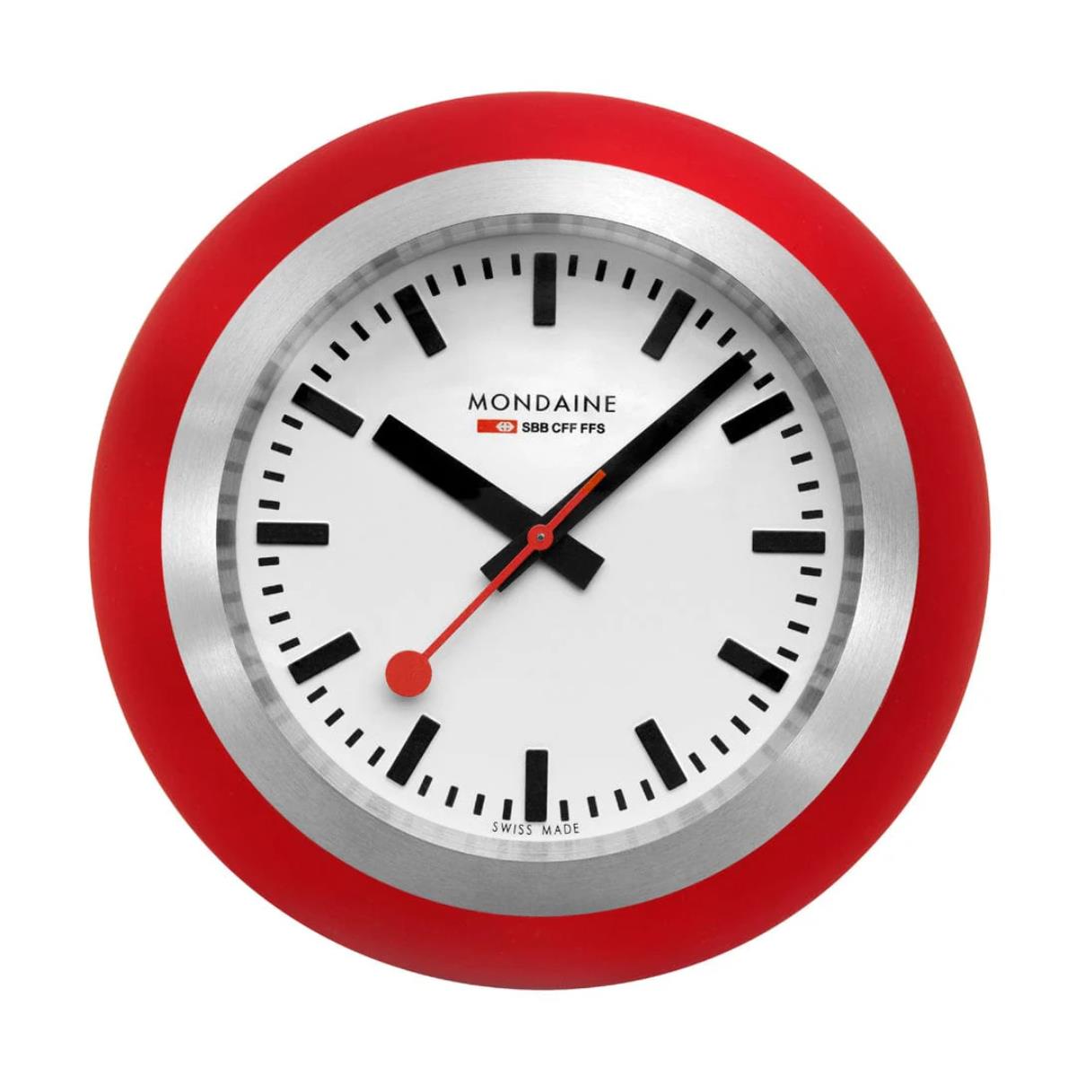 Mondaine Red Table Globe Clock Quartz White Dial A660.30335.16SBP