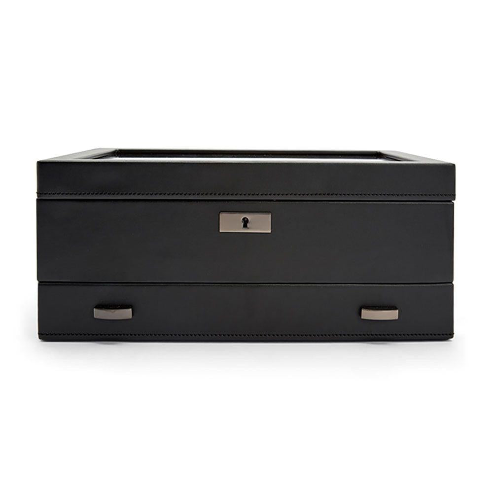 WOLF Axis 10 Piece Powder Coat Watch Box with Drawer 488203