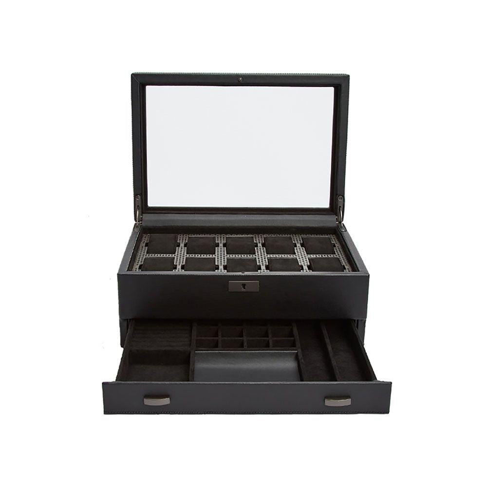 WOLF Axis 10-teiliges Pulverbeschichtetes Uhrenbox mit Schublade 488203