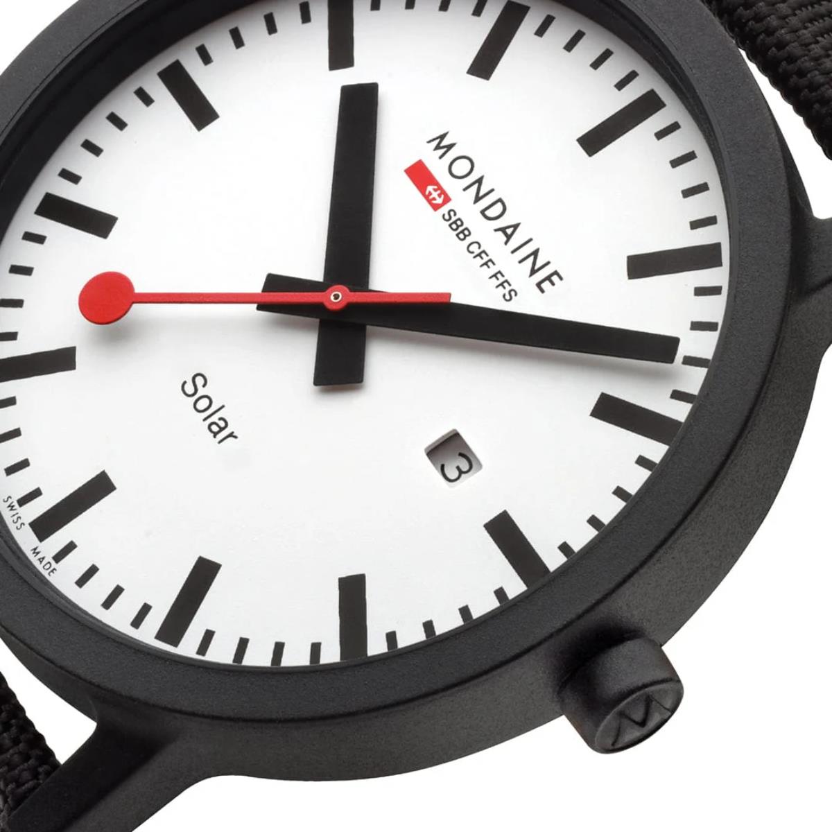 Mondaine Essence Solar White Dial Nylon Textile Strap Unisex Watch MS1.41910.LB