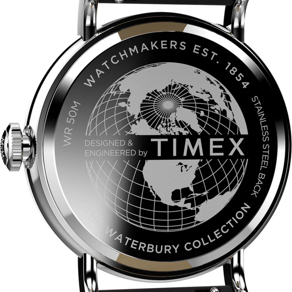 Timex Waterbury 40mm Black Dial Leather Mens Quartz Watch TW2W20200