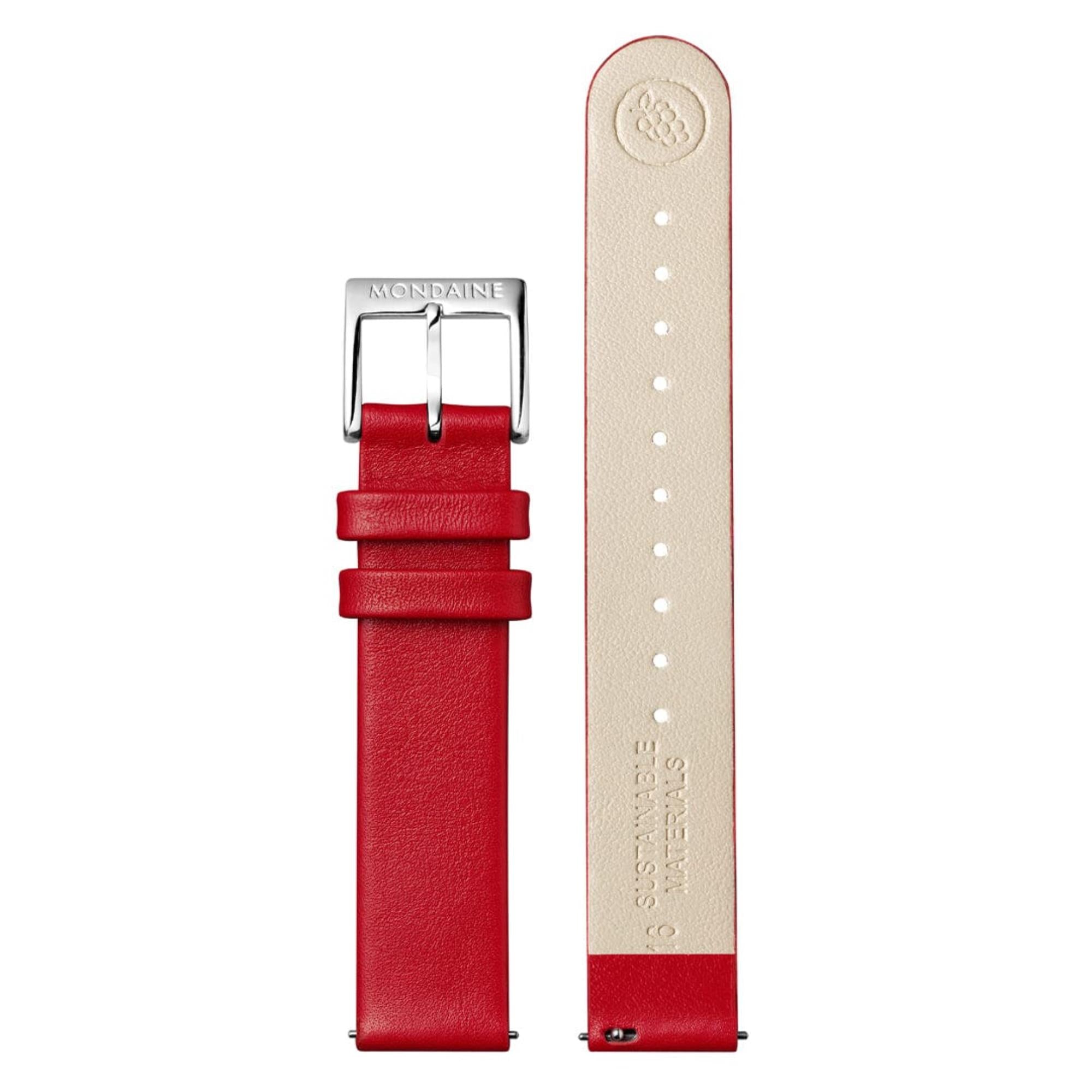 Mondaine Doppio White Dial Red Vegan Grape Leather Unisex Watch MLE.33110.LCV