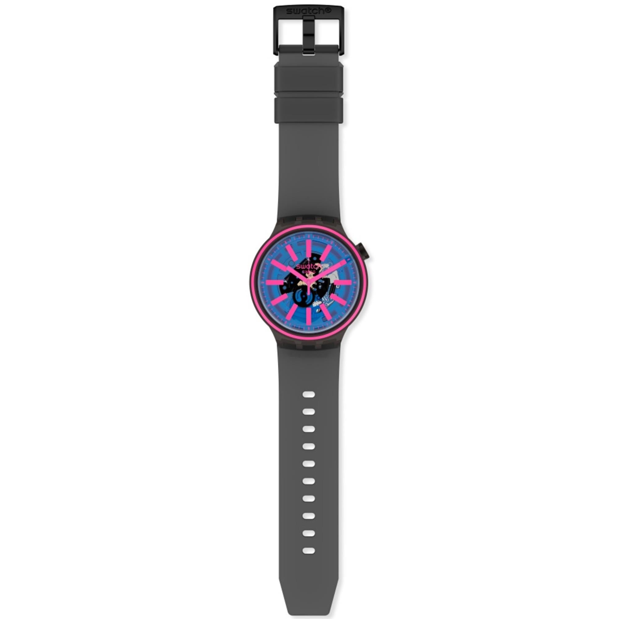Swatch Big Bold Blue Taste Silikon Armband Uhr SO27B111