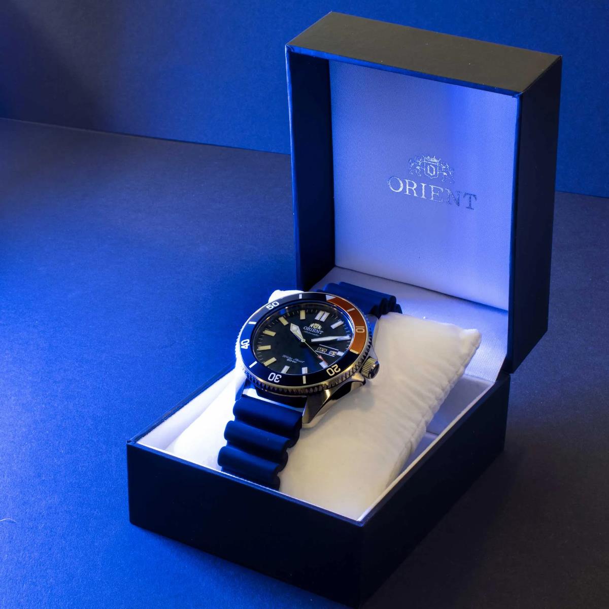 Orient Kano 44mm Blue Dial Silicone Mens Automatic Watch RA-AA0916L39B