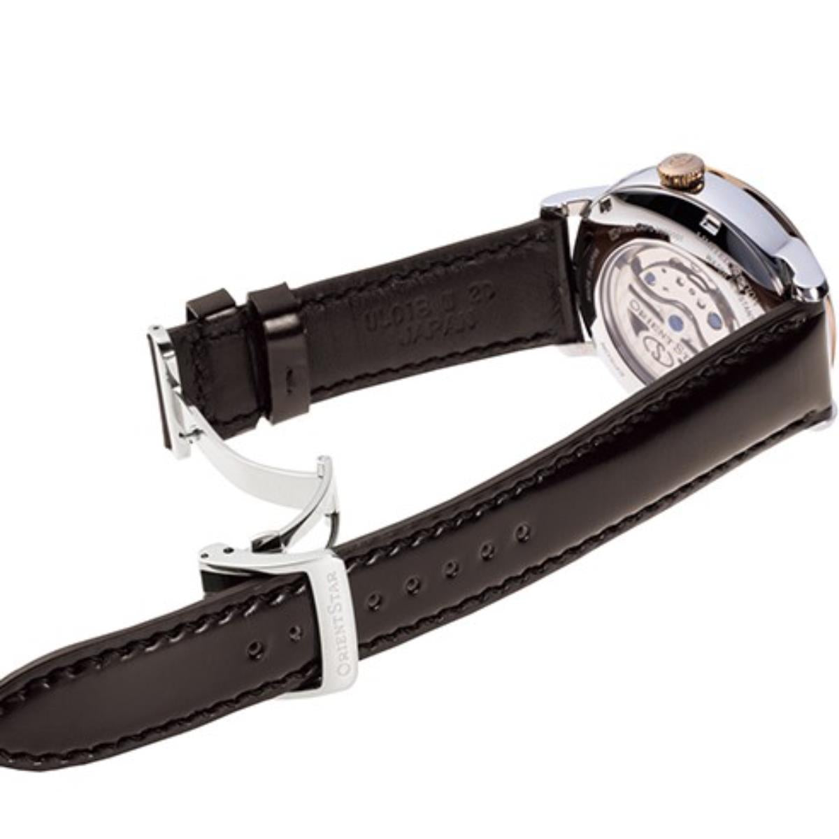 Orient Star Mondphase 41mm Limited Edition Braunes Zifferblatt Leder und Stahl Herren Automatik Uhr RE-AY0121A00B