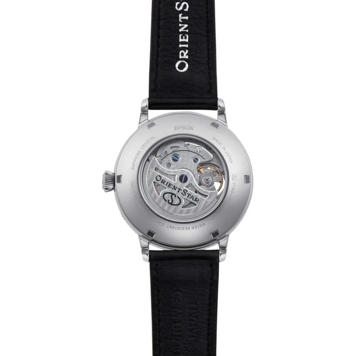 Orient Star Moon Phase 41mm Semi Skeleton Grey Dial Cordovan Mens Automatic Watch RE-AY0107N00B