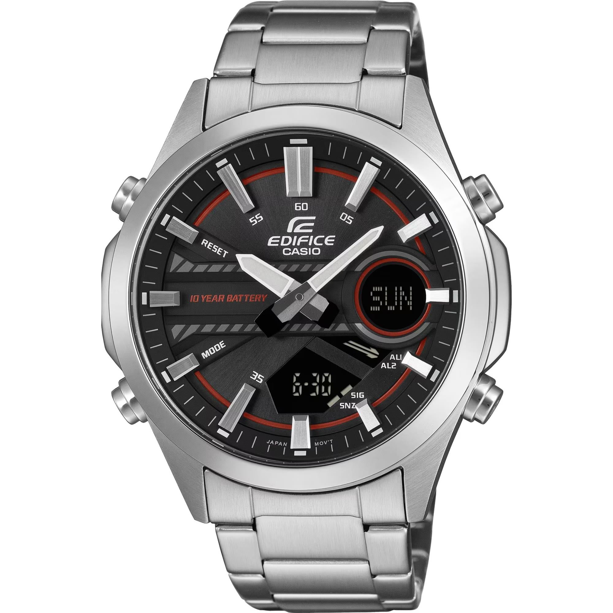 Casio Edifice Ana-Digi Black Dial Steel Strap Men's Watch EFV-C120D-1A4EF