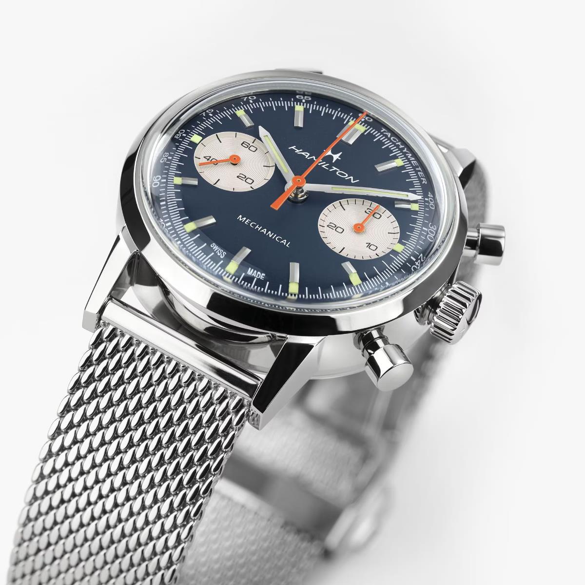 Hamilton American Classic H38429541 polished stainless steel case with a mesh bracelet with a mesh bracelet