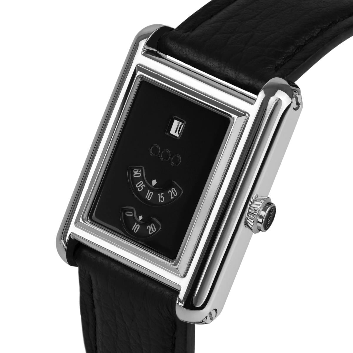 Out Of Order Forma Venti Jumphour Automatic Lacquered Black Dial Leather Strap Watch F20BLK.316
