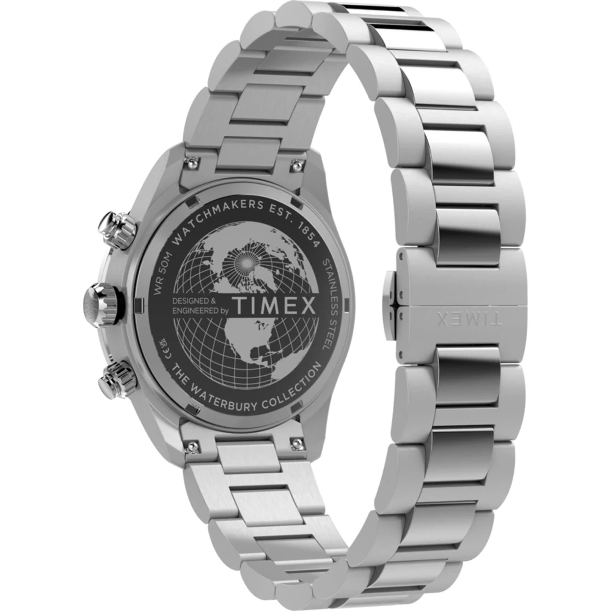 Timex Waterbury 39mm Chronograph Blue Dial Steel Mens Quartz Watch TW2Y70500