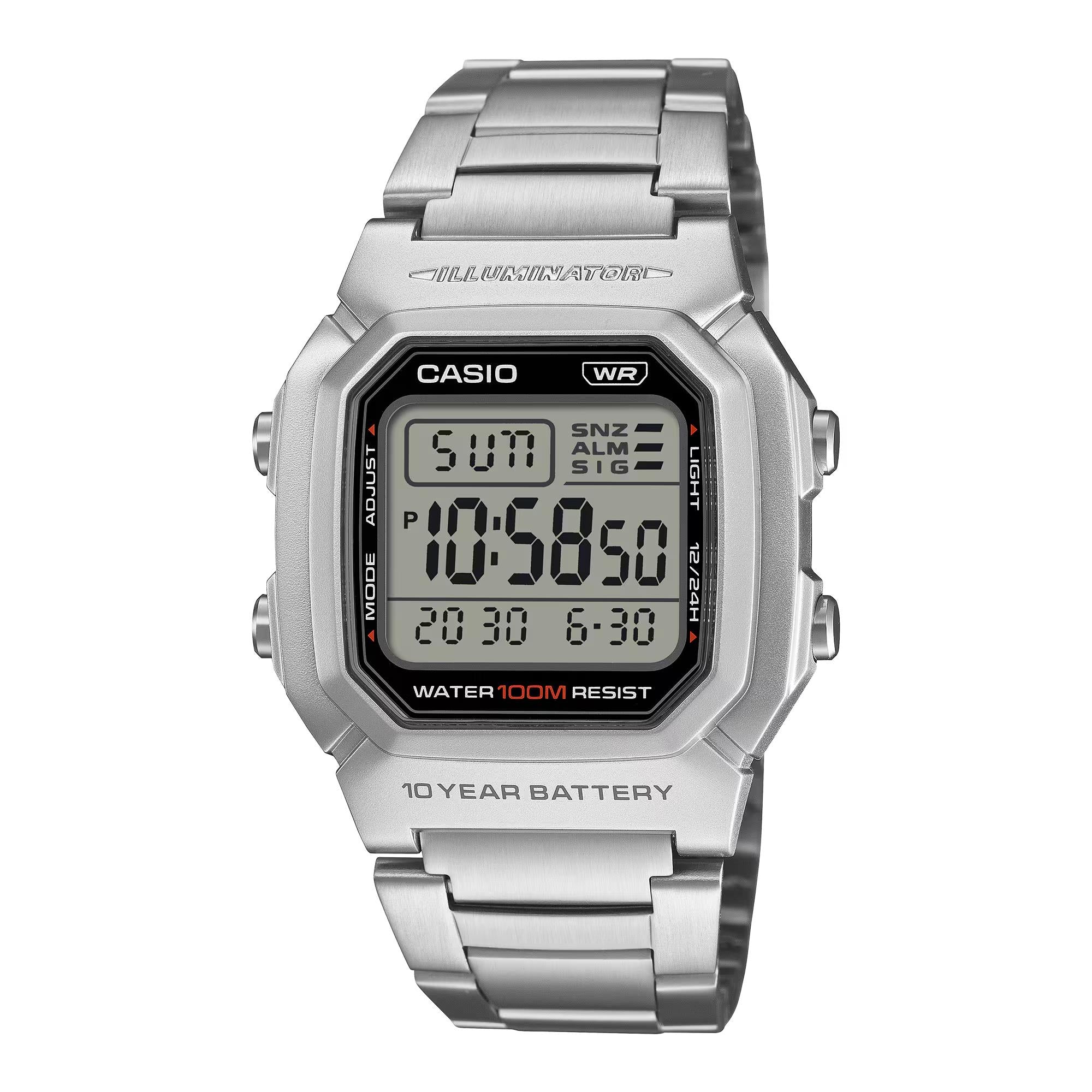Casio Illuminator Digitale Stahlarmband Herren Uhr W-800HD-1AVEF