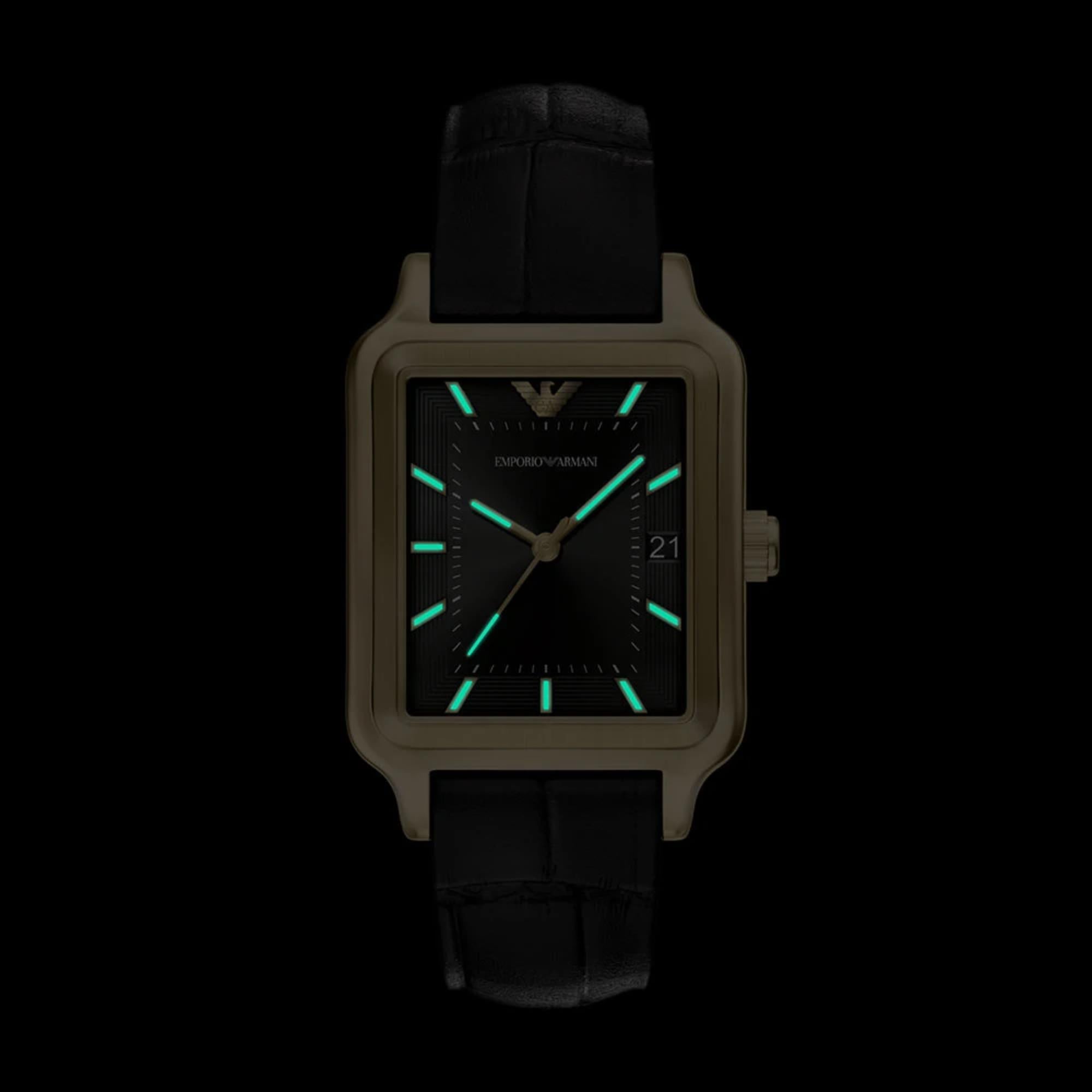 Emporio Armani Diego 36mm schwarze Zifferblatt Leder Damen Quarz Uhr AR11757
