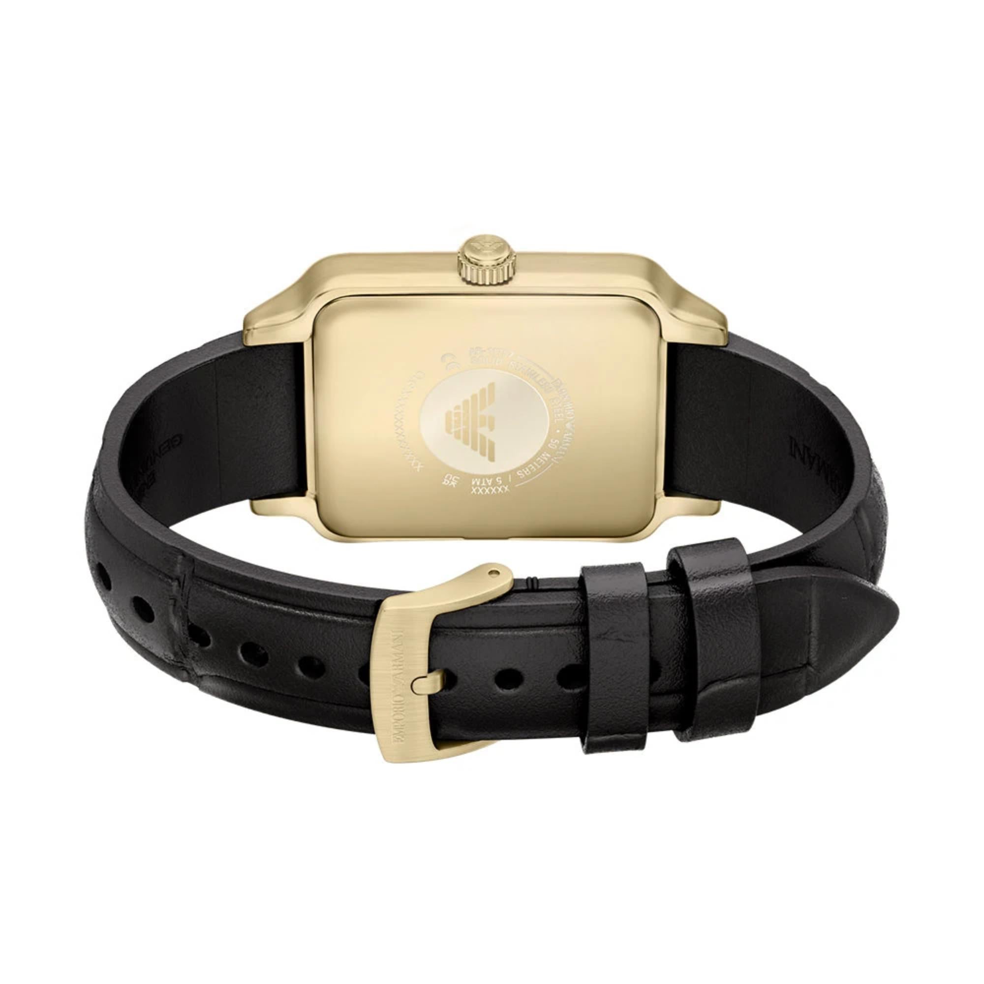 Emporio Armani Diego 36mm schwarze Zifferblatt Leder Damen Quarz Uhr AR11757